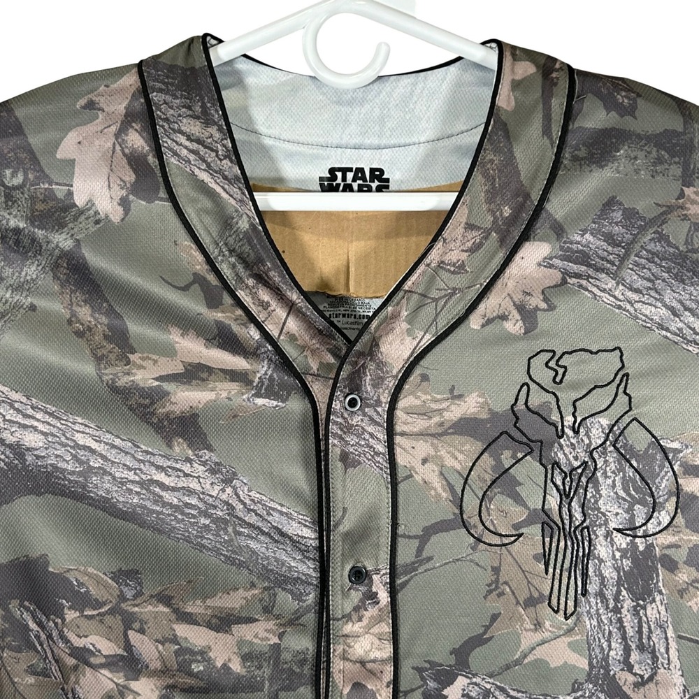 Star Wars The Mandalorian Camo Baseball Jersey Graphic Print Men's Size XL New